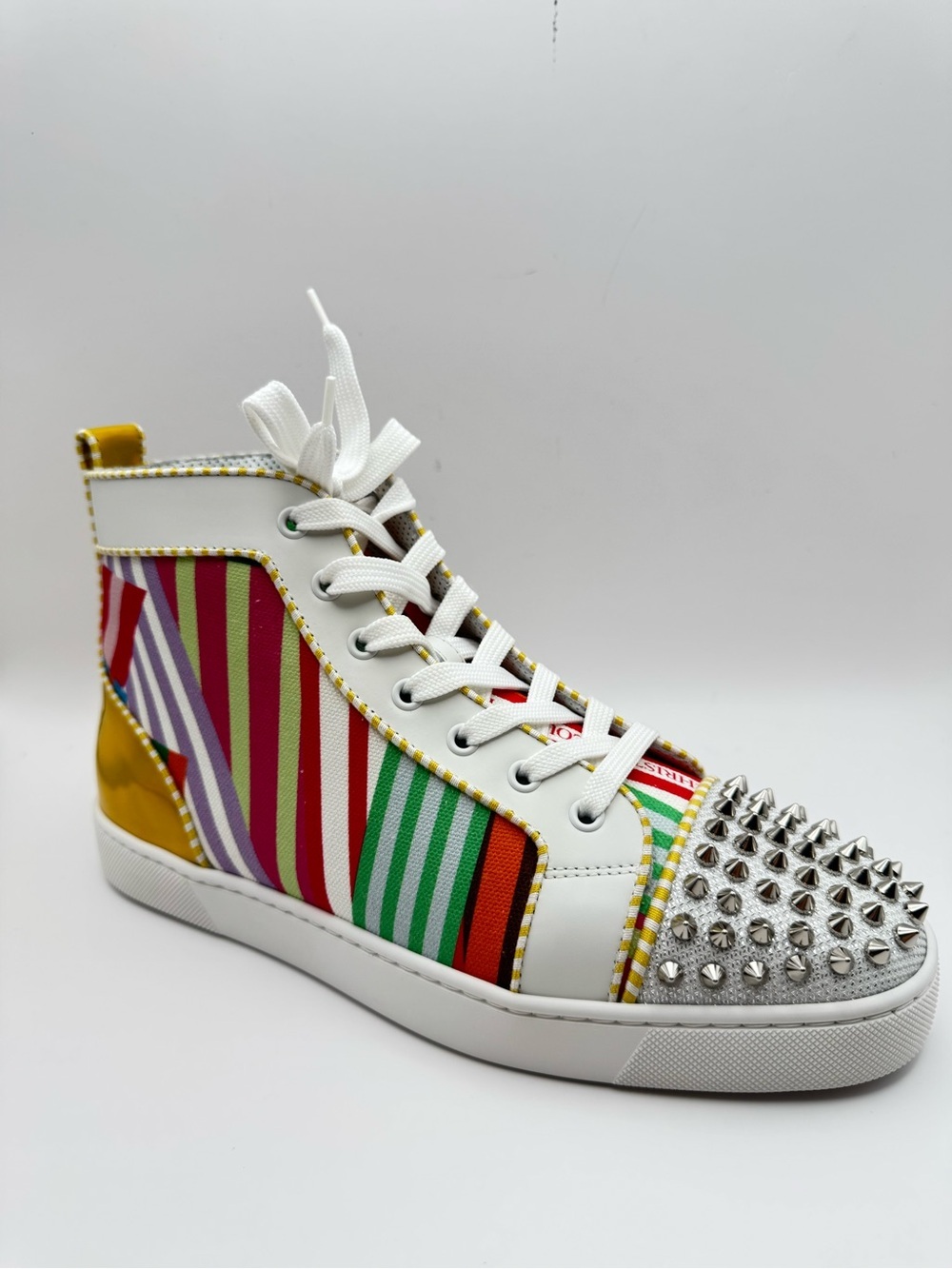 Christian Louboutin Lou Spikes Orlato Flat Version Multi High Top Sneakers EU 42